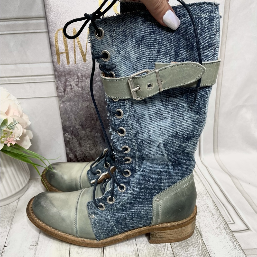 FX FLUXA Denim Leather Boots 37 - Picture 2 of 6